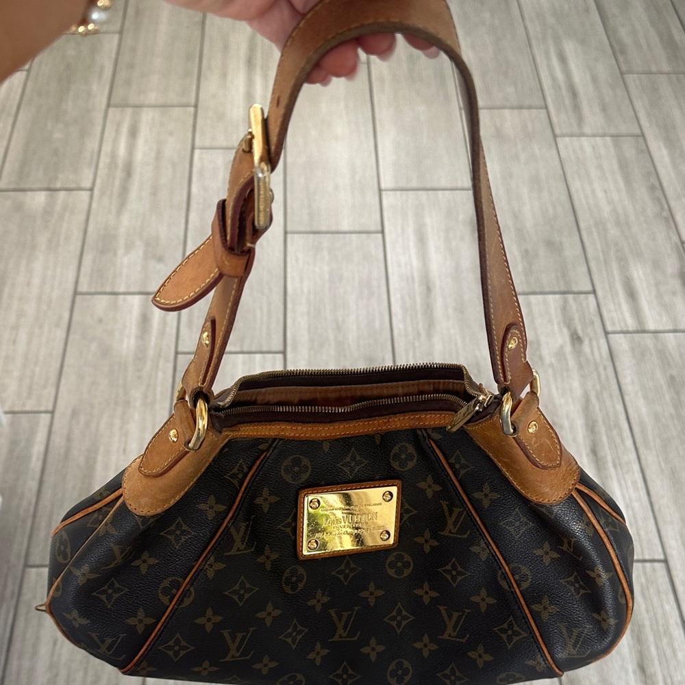 Louis Vuitton Black and Tan Monogram Shoulder Bag